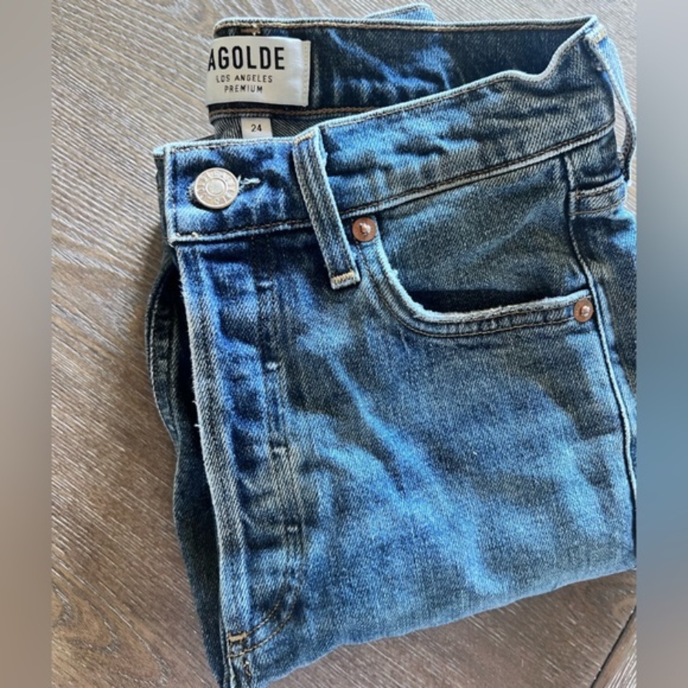AGOLDE Nico High Rise Slim‎ Fit Button Fly in Subdued A093C-1046 Size 24 - Picture 3 of 12